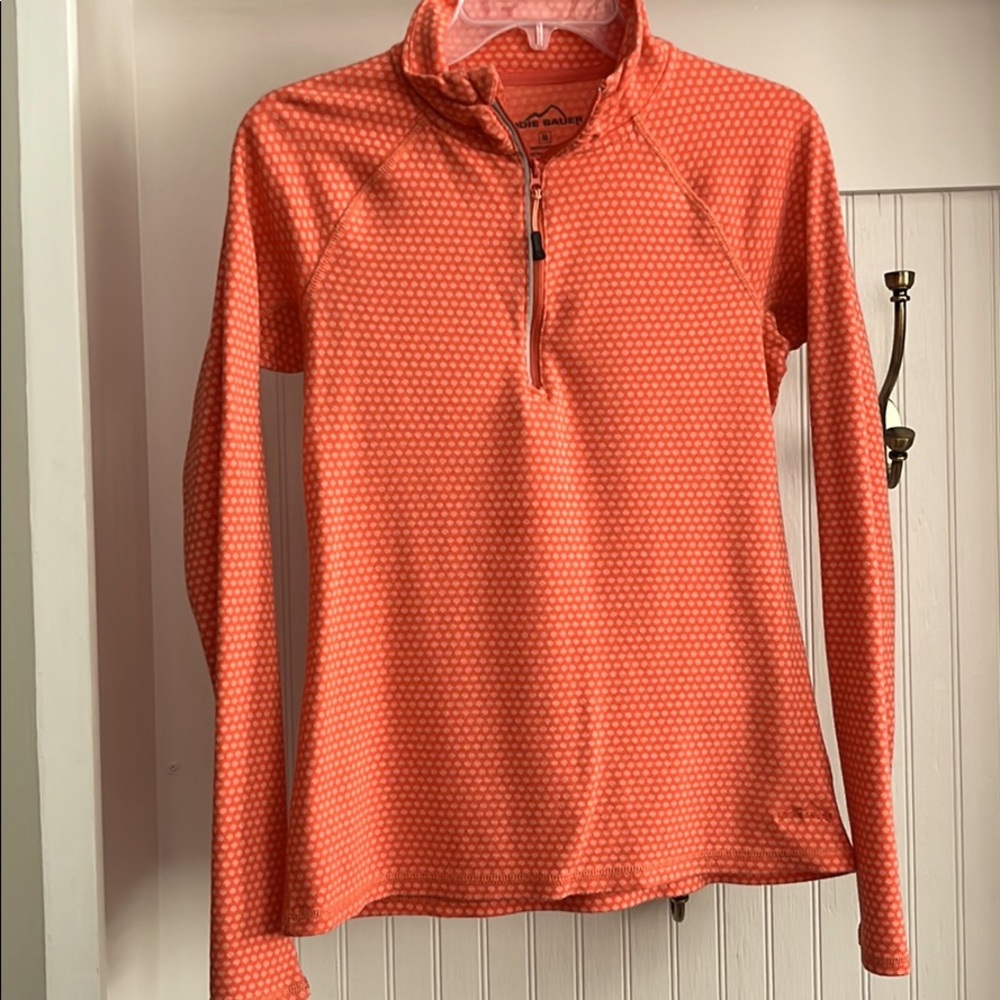 Eddie Bauer orange 1/4 zip long sleeve activewear